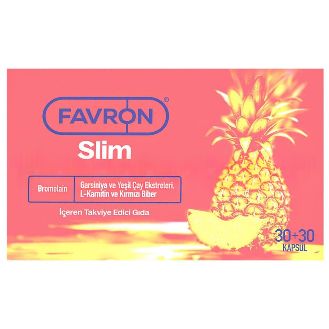 Favron Slim Bromelain İçeren Takviye Edici Gıda 30+30 Kapsül