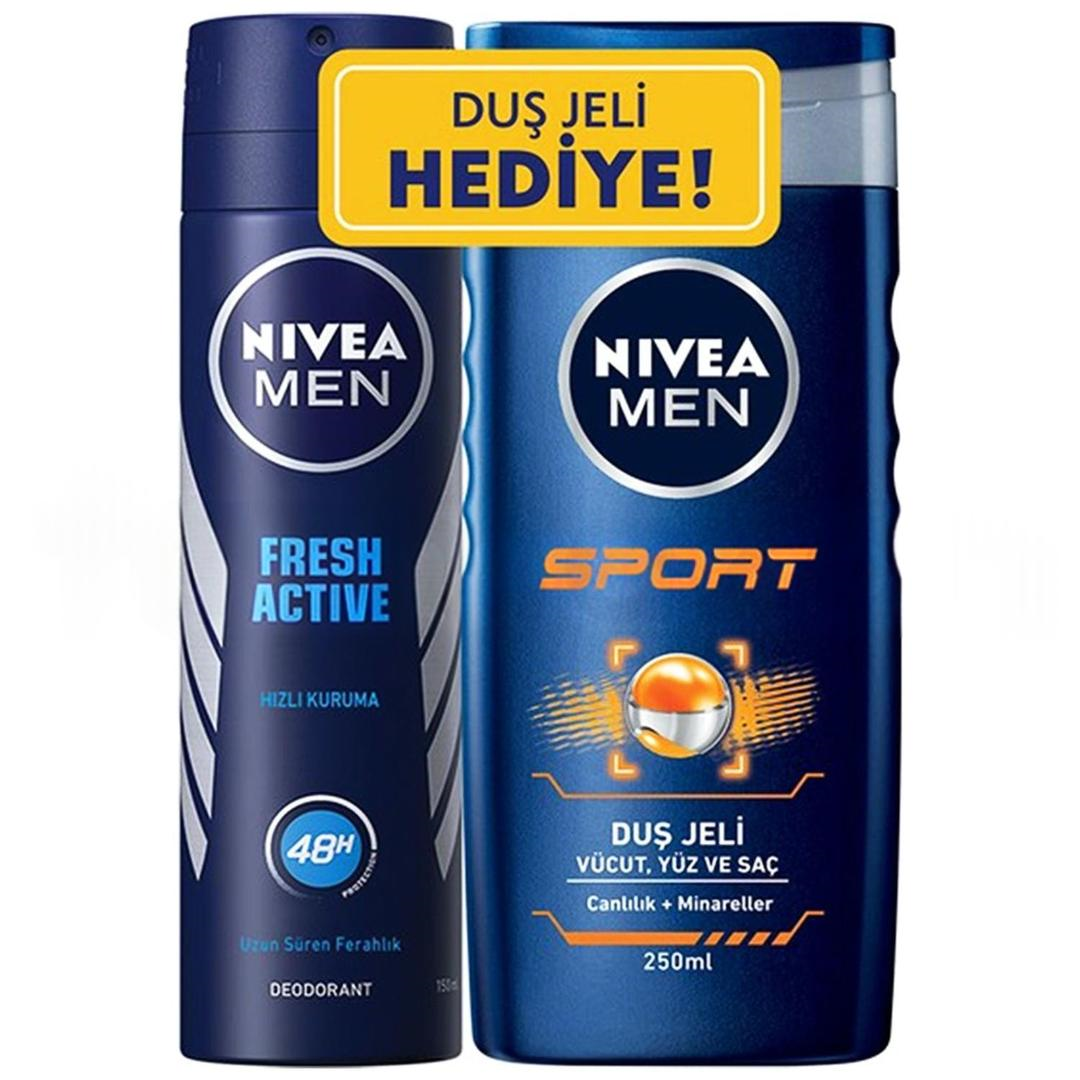 Nivea Deo Sprey Fresh Active For Men 150 ml + Duş Jeli 250 ml