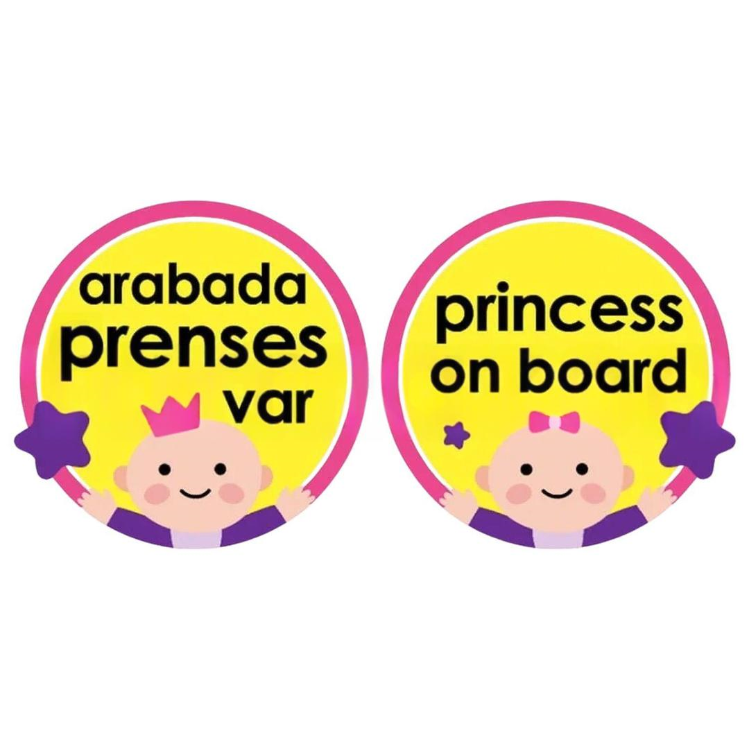 Babyjem Araba Cam Yazısı Arabada Prenses Var - Pembe