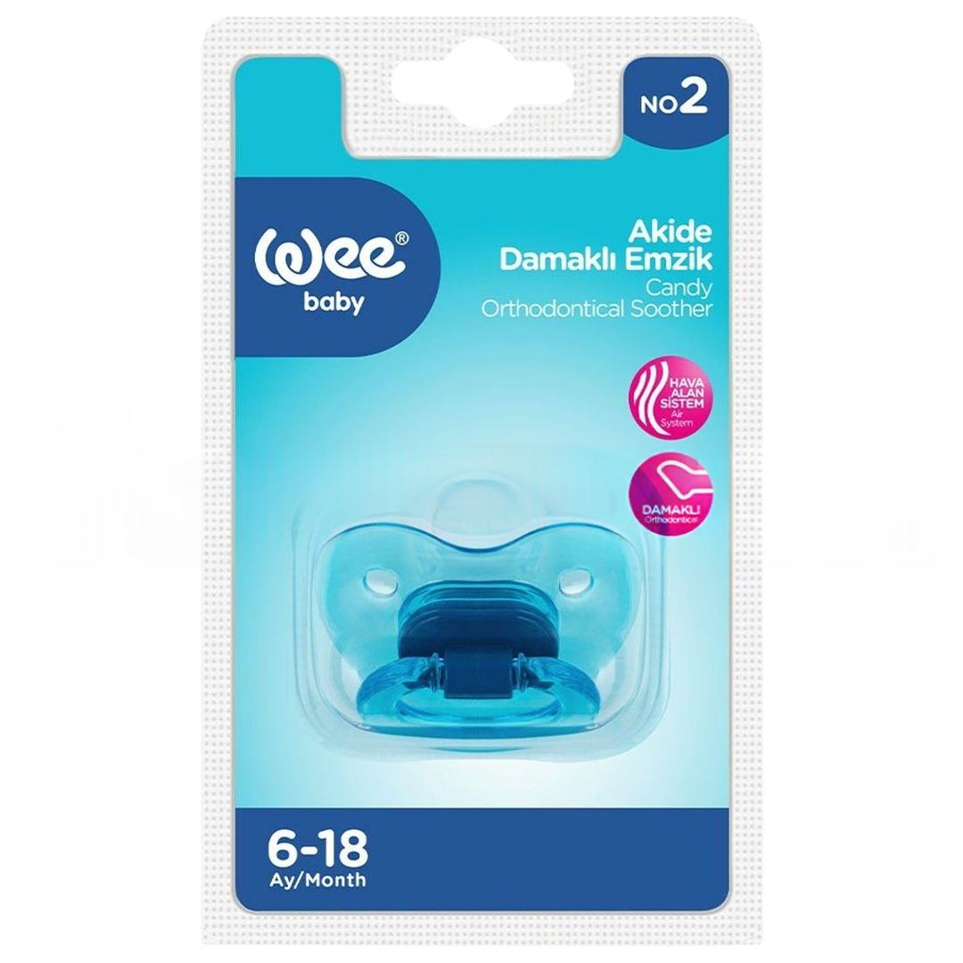Wee Baby 112 Yalancı Emzik Silikon Akide Damaklı No: 2 - Mavi