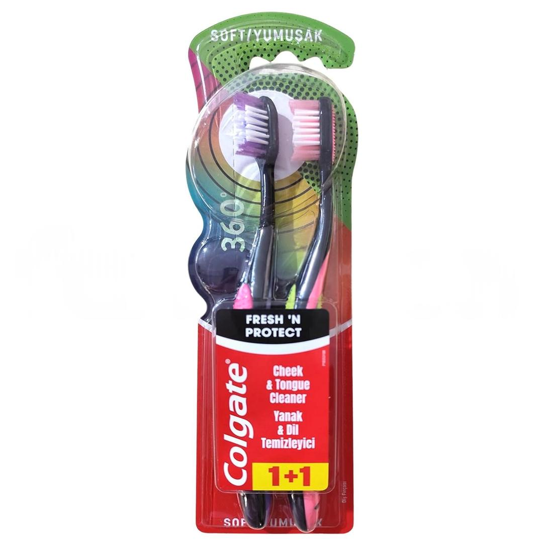 Colgate 360 Derece Yanak & Dil Temizleyici Fresh N Protect Diş Fırçası 2'li