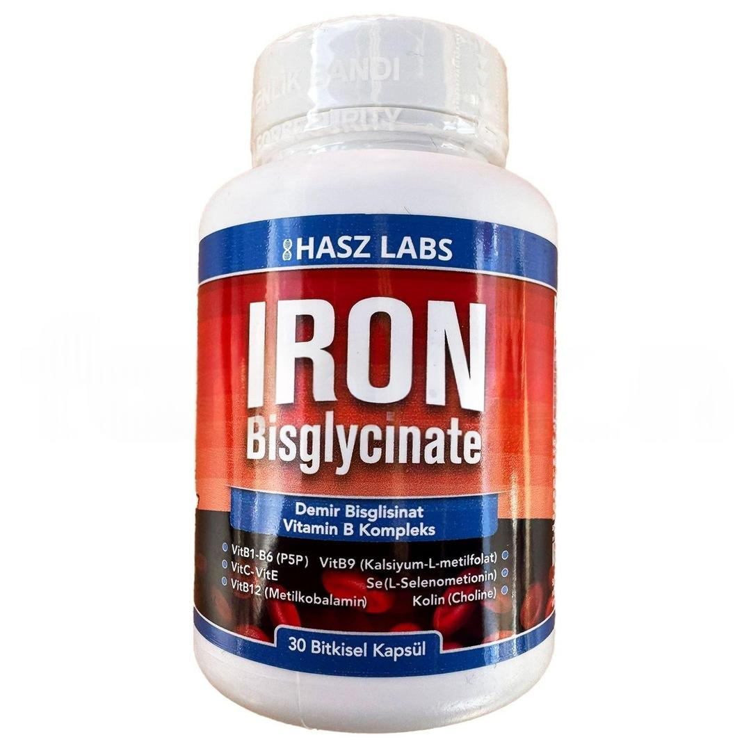 Hasz Labs Iron Bisglisinate Vitamin B Kompleks 30 Kapsül
