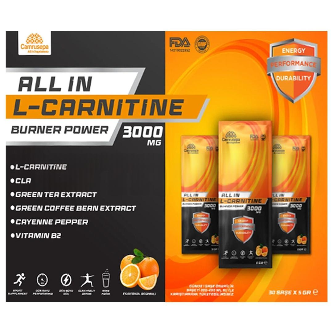 Camrusepa All In L-Carnitine Burner Power 3000 mg 30 Saşe