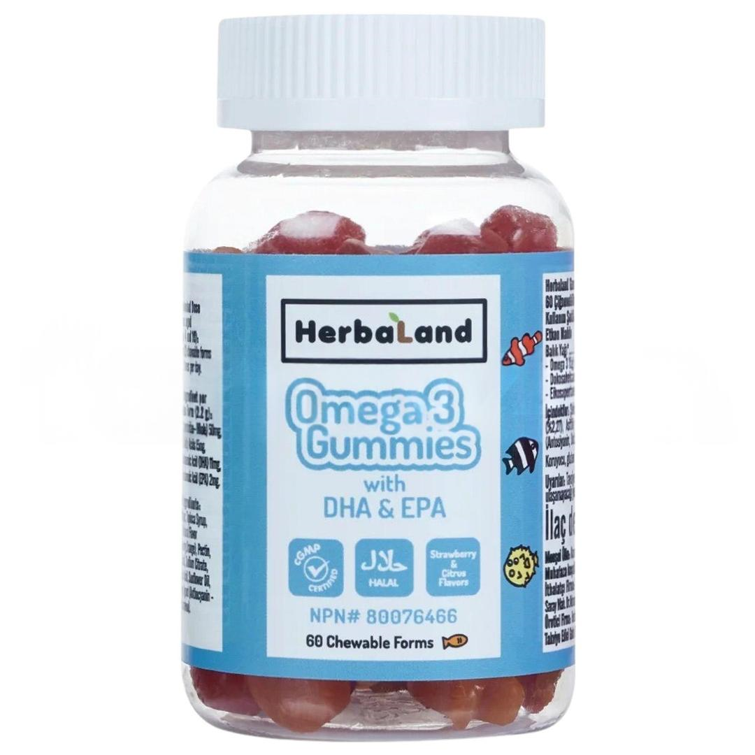 Herbaland Gummies for Kids Omega 3 with DHA and EPA 60 Çiğnenebilir Form