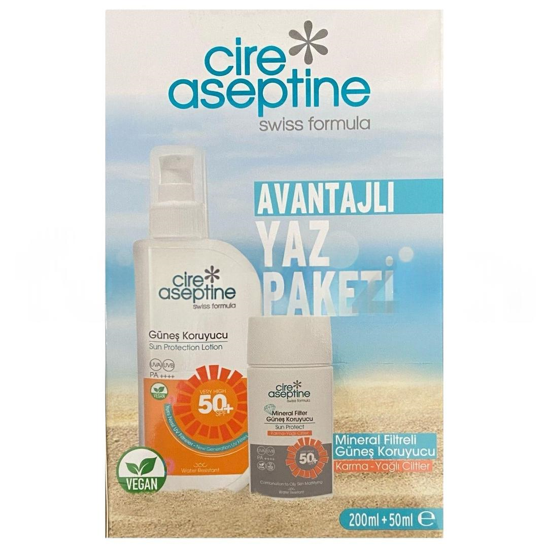 Cire Aseptine Avantajli Yaz Paketi Seti - Karma Yağlı Ciltler 200 ml + Mineral Filtreli Güneş Koruyucu SPF50 50 ml