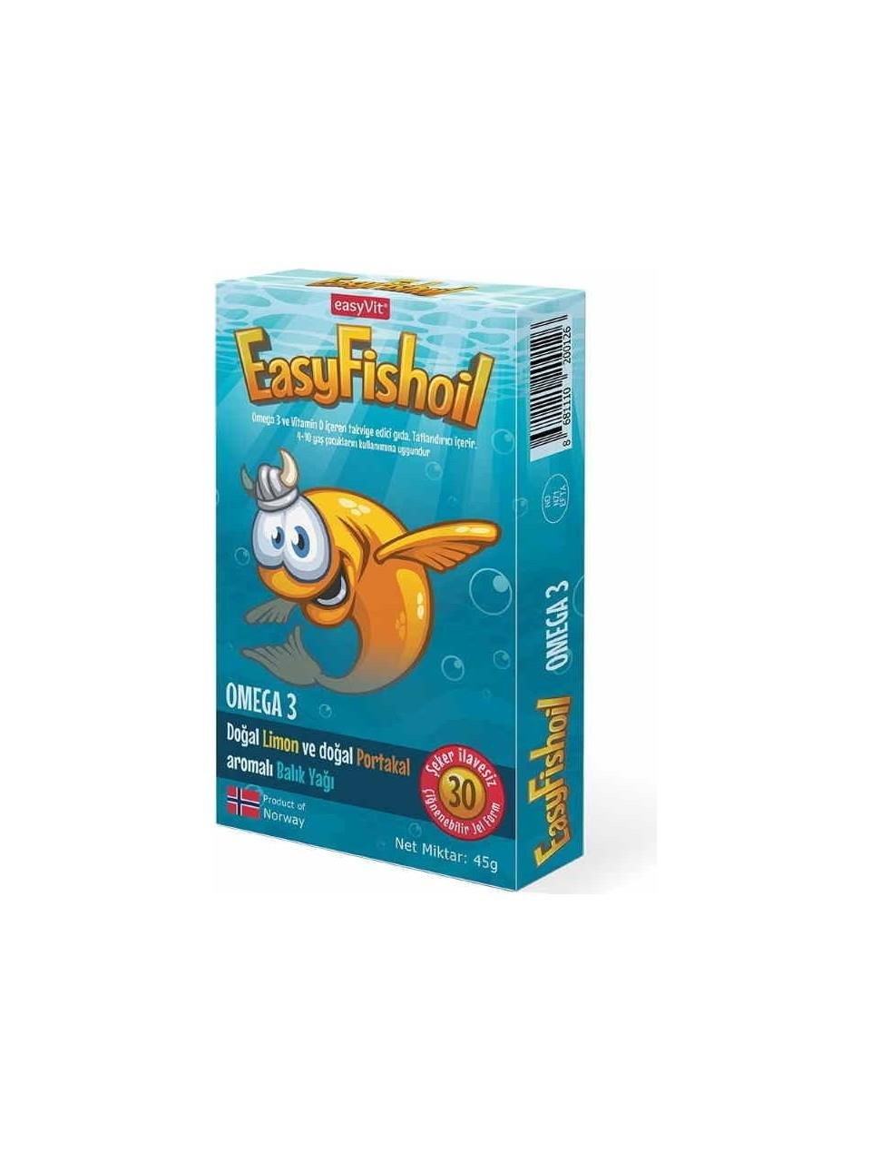 EASYVIT EASYFISHOIL OMEGA 3 30 ADET ÇİĞNENEBİLİR JEL VİTAMİN D