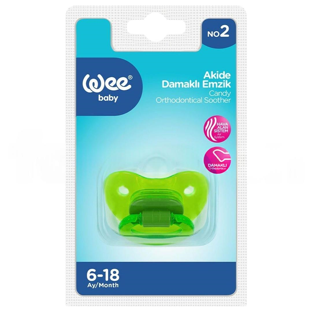 Wee Baby 112 Yalancı Emzik Silikon Akide Damaklı No: 2 - Yeşil