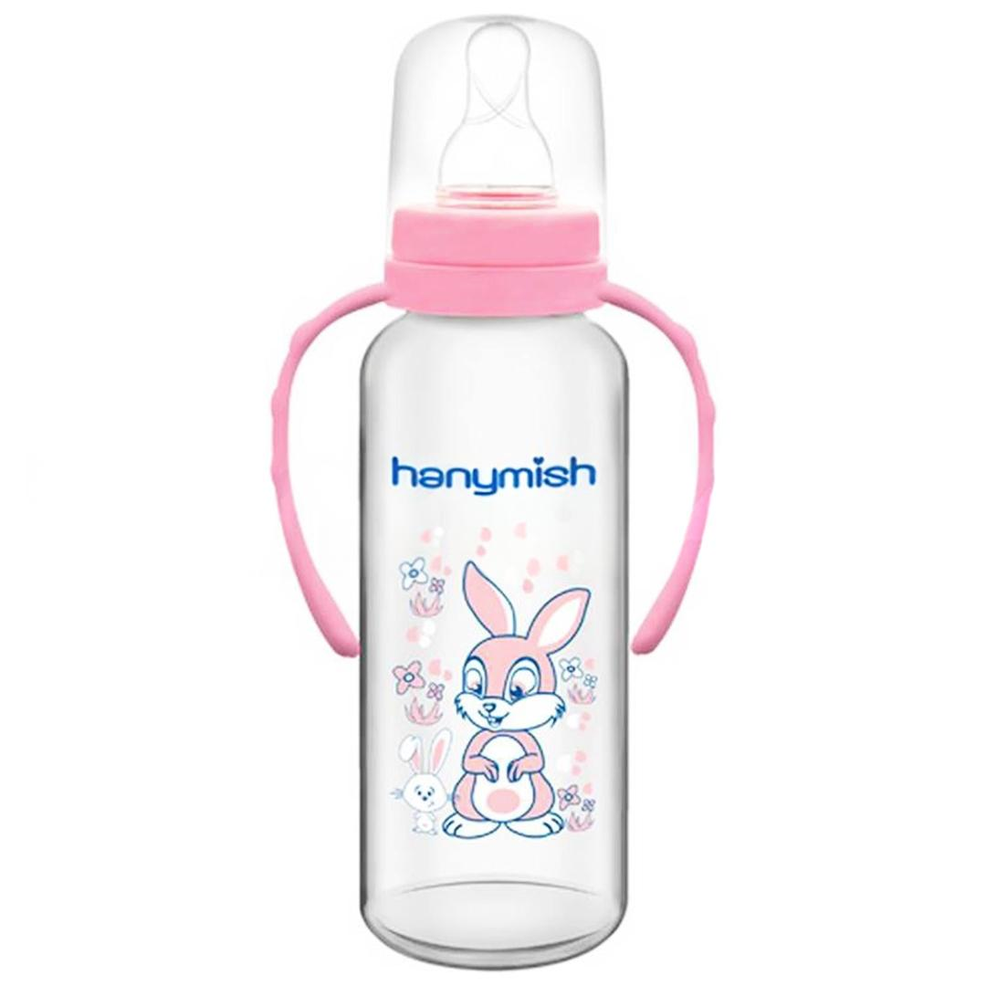 Hanymish 402 Kulplu Cam Biberon 240 ml - Pembe