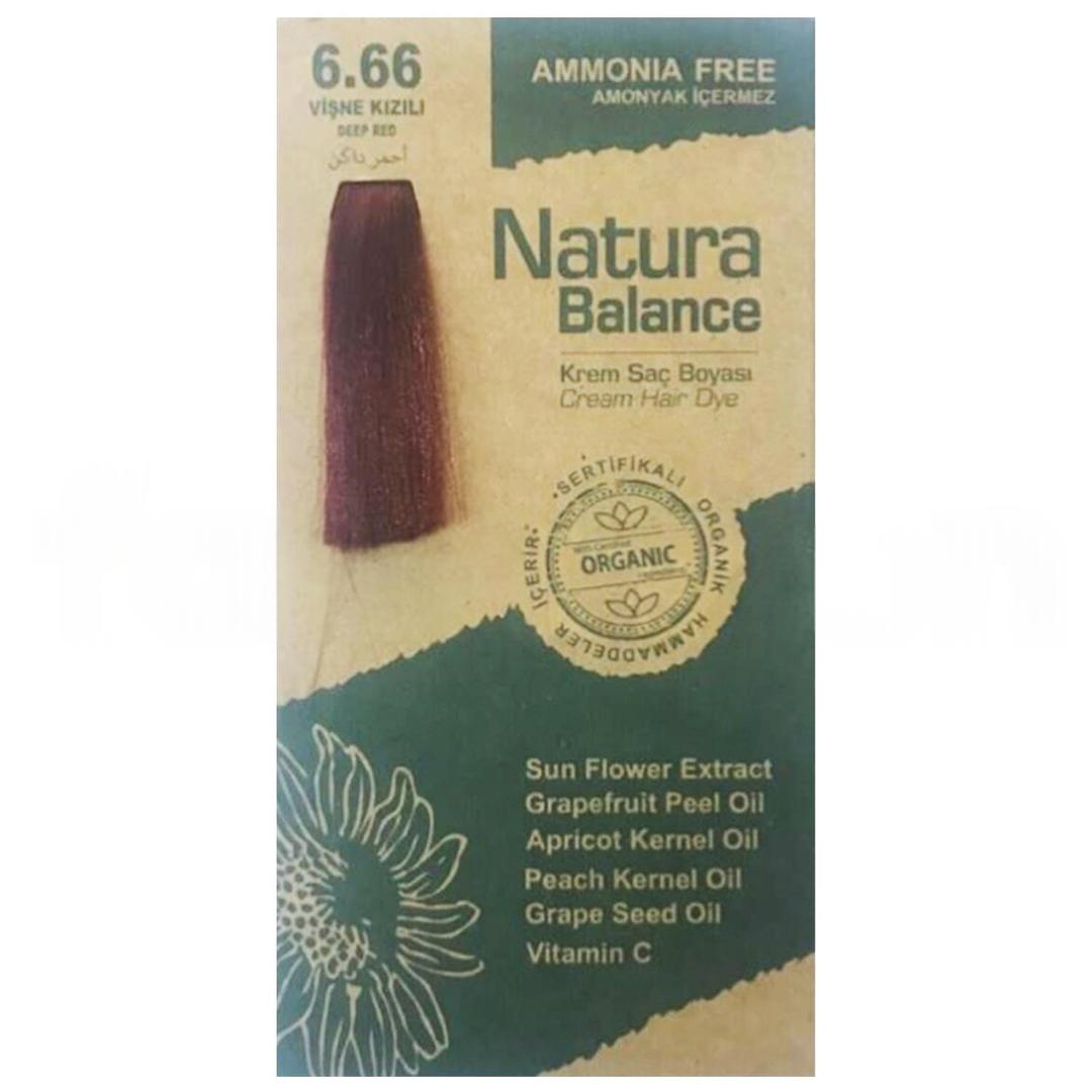 Natura Balance Organik Krem Saç Boyası 60 ml - 6.66 Vişne Kızılı