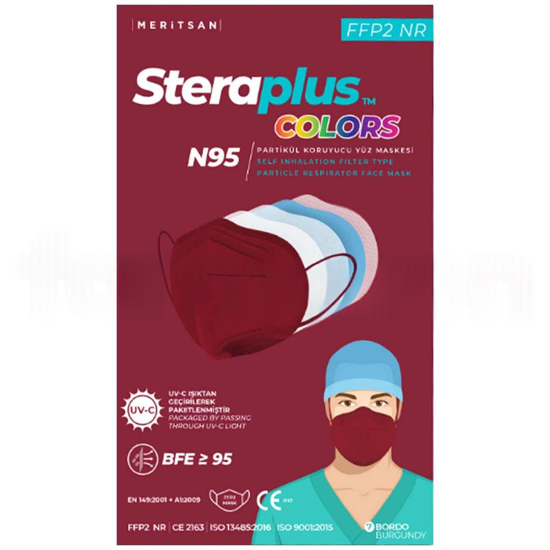 Steraplus Colors FFP2 N95 Tekli Paketlenmiş Bordo Koruyucu Maske 10'lu