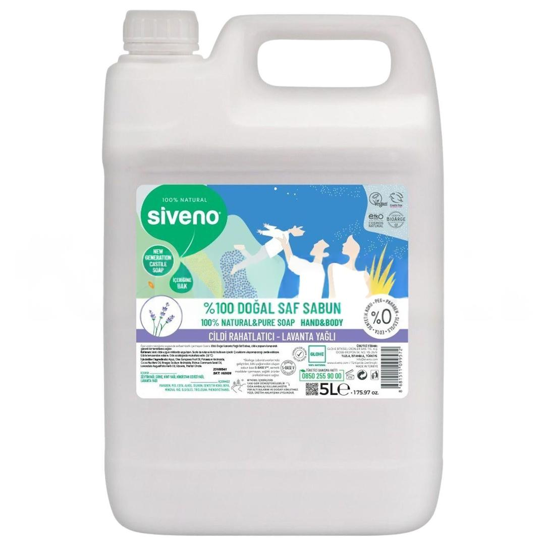 Siveno %100 Doğal Sıvı Kastil Sabun Lavanta Yağlı Yoğun Nemlendirici Arındırıcı Bitkisel Vegan 5000 ml