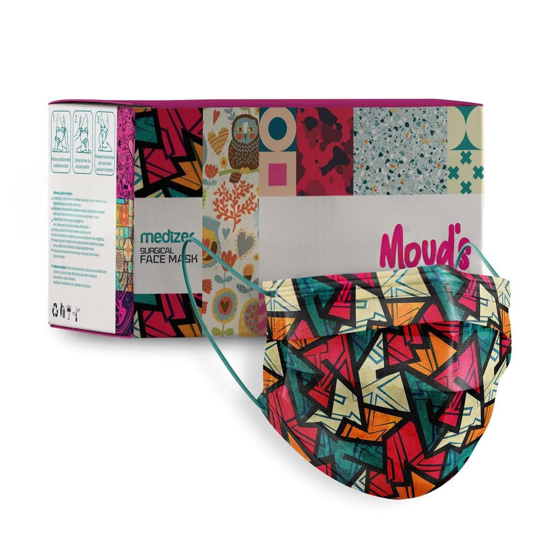 Medizer 3 Katlı Meltblown New Young Desenli Cerrahi Maske Telli 50'li - 10 Adet