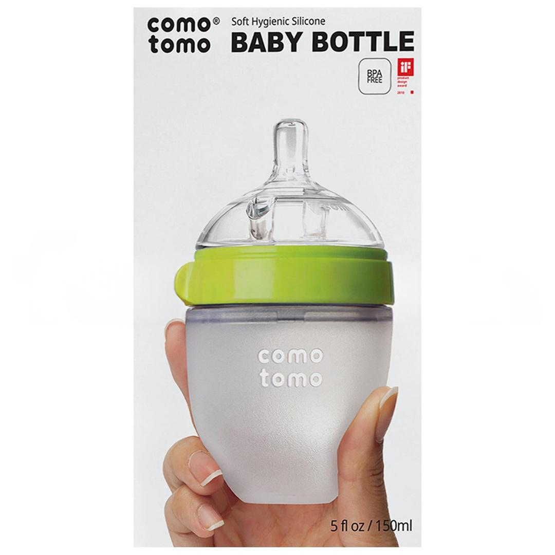 Comotomo Antikolik Yavaş Akışlı (0-3 Ay) Yenidoğan Silikon Biberon 150 ml - Yeşil