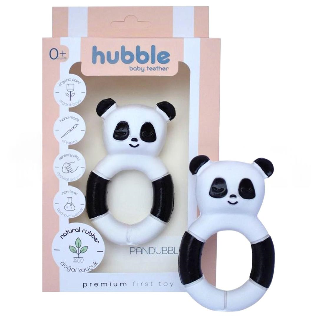 Hubble Doğal Bebek Diş Kaşıyıcı ve Oyuncağı %100 Doğal Kauçuk Panda Halkalı