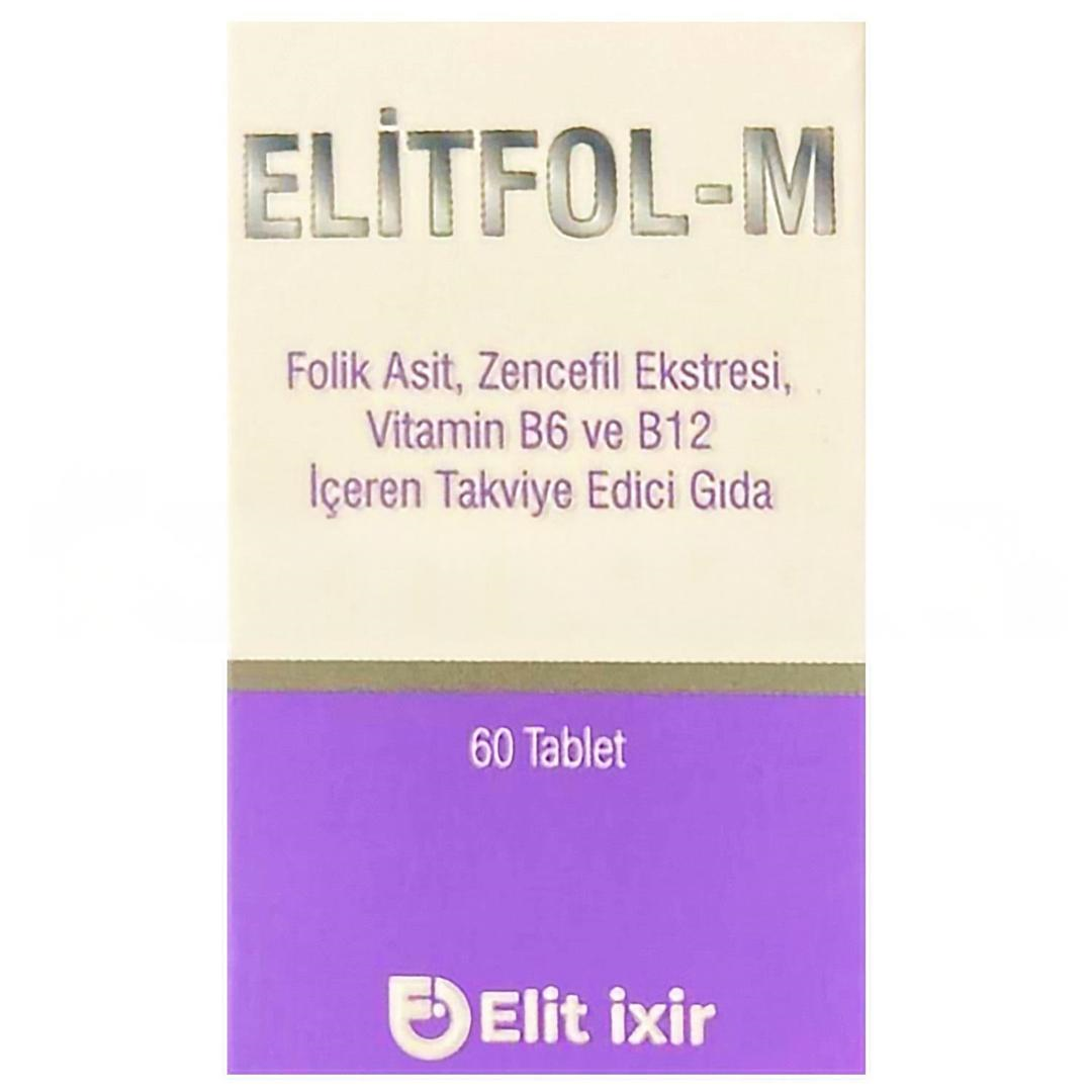 Elitfol-M Folik Asit & Zencefil Ekstresi Vitamin B6 ve B12 60 Tablet