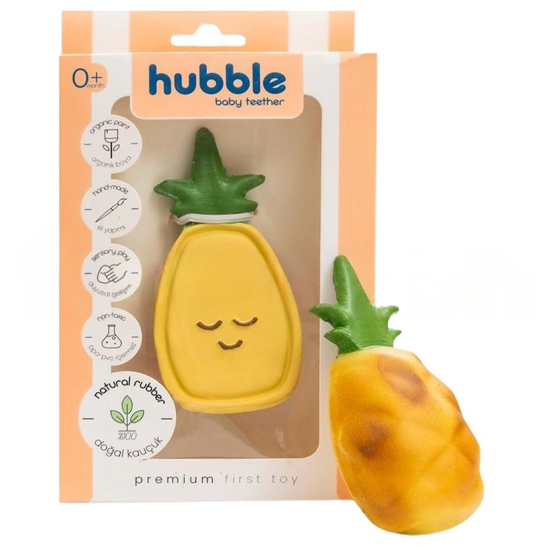 Hubble Doğal Bebek Diş Kaşıyıcı ve Oyuncağı %100 Doğal Kauçuk Ananas