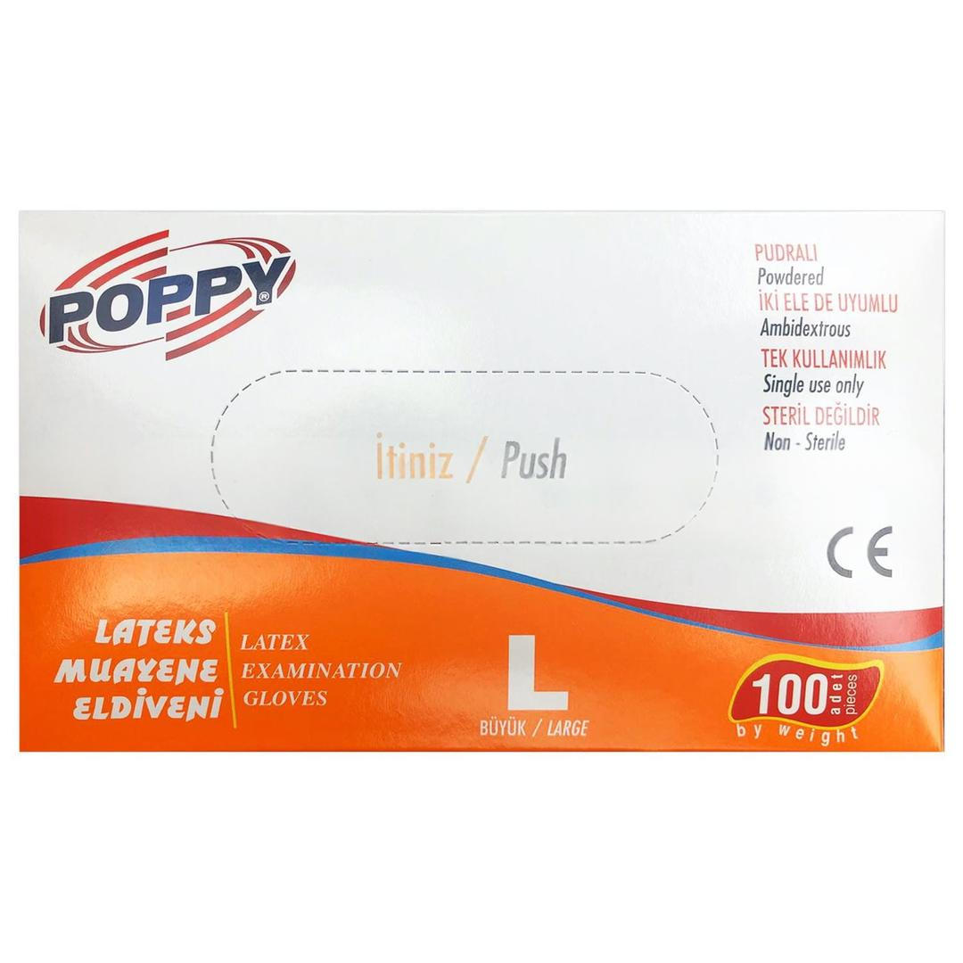 Poppy Lateks Muayene Eldiveni Pudralı Large 100'lü