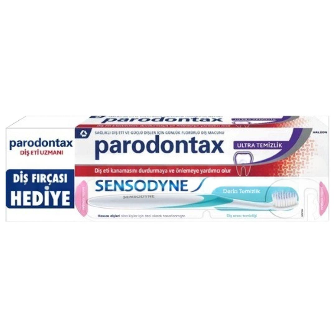 Parodontax Ultra Temizlik Diş Macunu 75 ml + Sensodyne Derin Temizlik Diş Fırçası