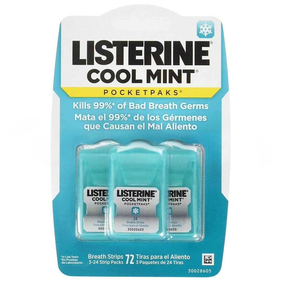 Listerine Cool Mint Pocketpaks Nefes Şeritleri 24'lü Şerit Paketi - 3'lü Paket