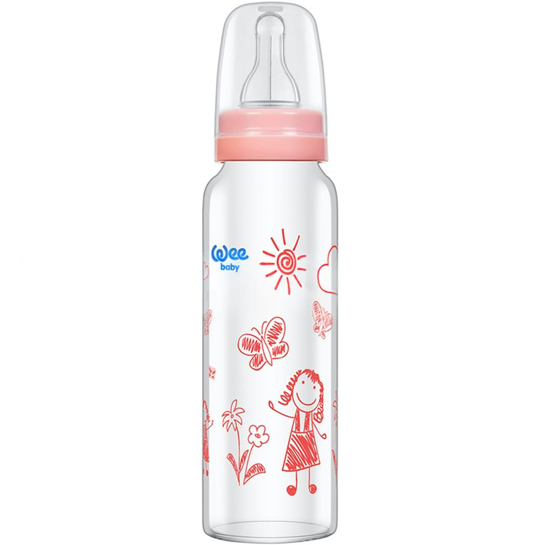 Wee Baby 772 Isıya Dayanıklı Cam Biberon 240 ml - Pembe