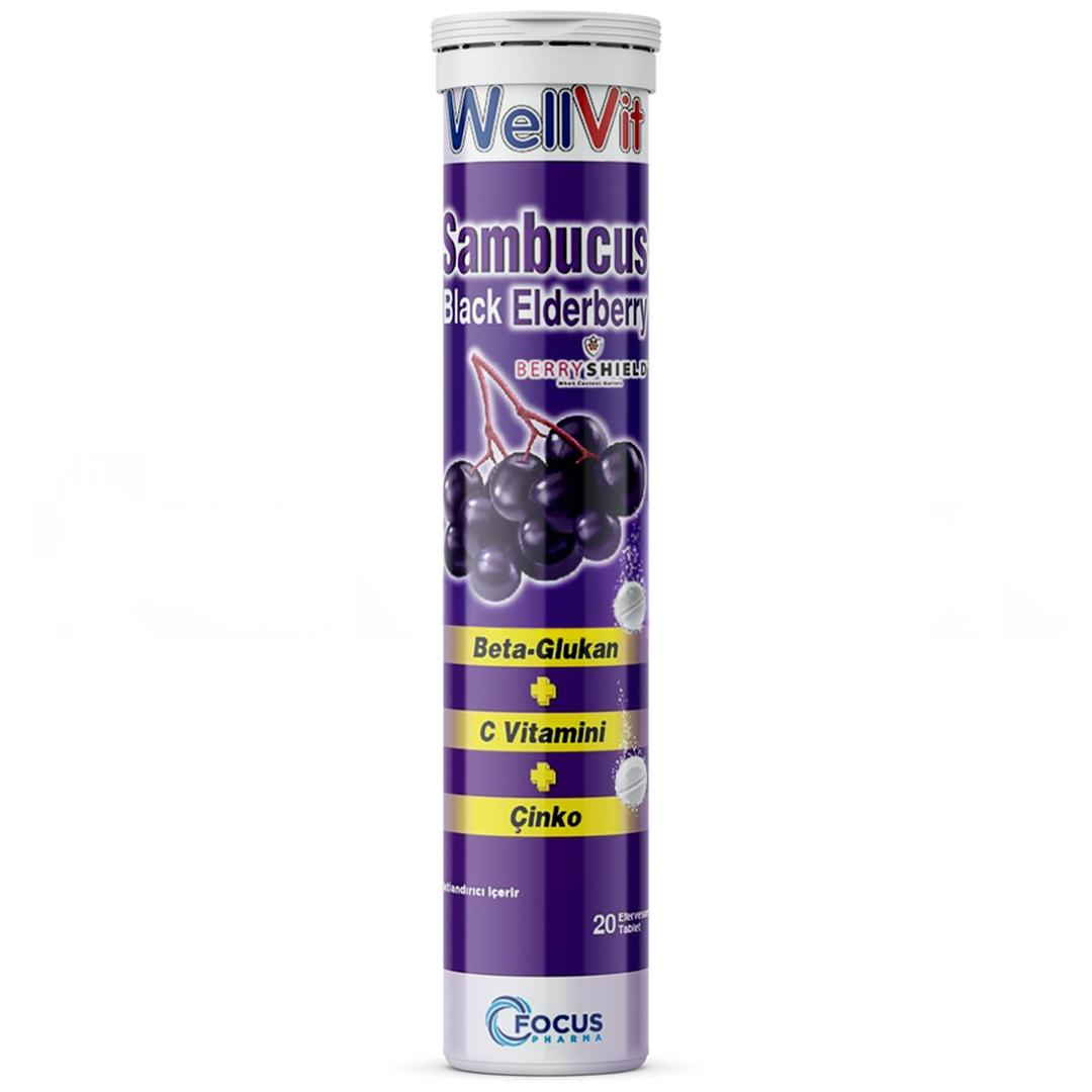WellVit Sambucus + Betaglukan + Çinko 20 Efervesan Tablet