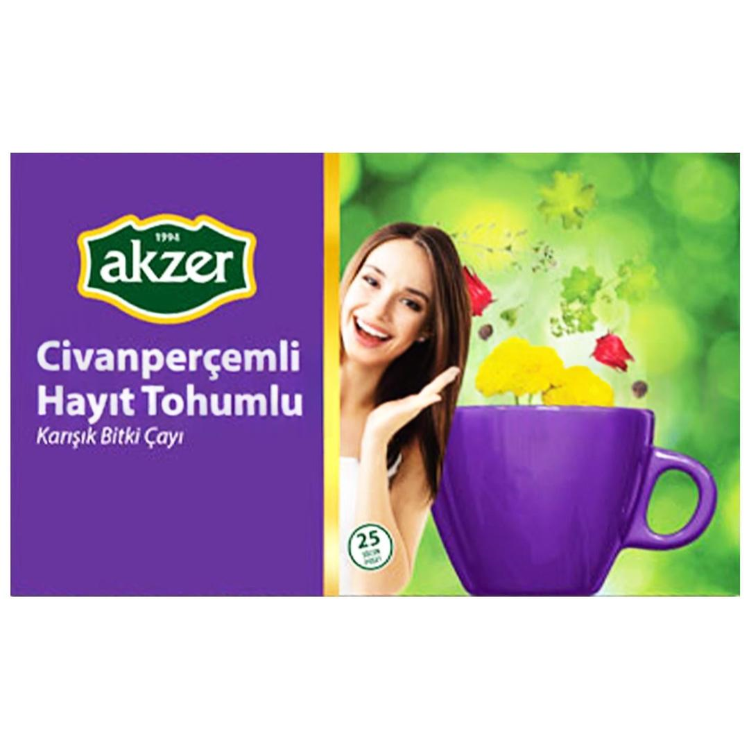 Akzer Civan Perçemli ve Hayıt Tohumlu Özel Gün Çayı 25'li Süzen Poşet