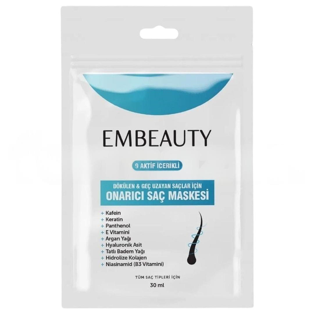 Embeauty 9 Aktifli Aşırı Yıpranmış ve Dökülen Saçlar İçin Hızlı Saç Uzatan Besleyici Onarıcı Saç Maskesi 30 ml