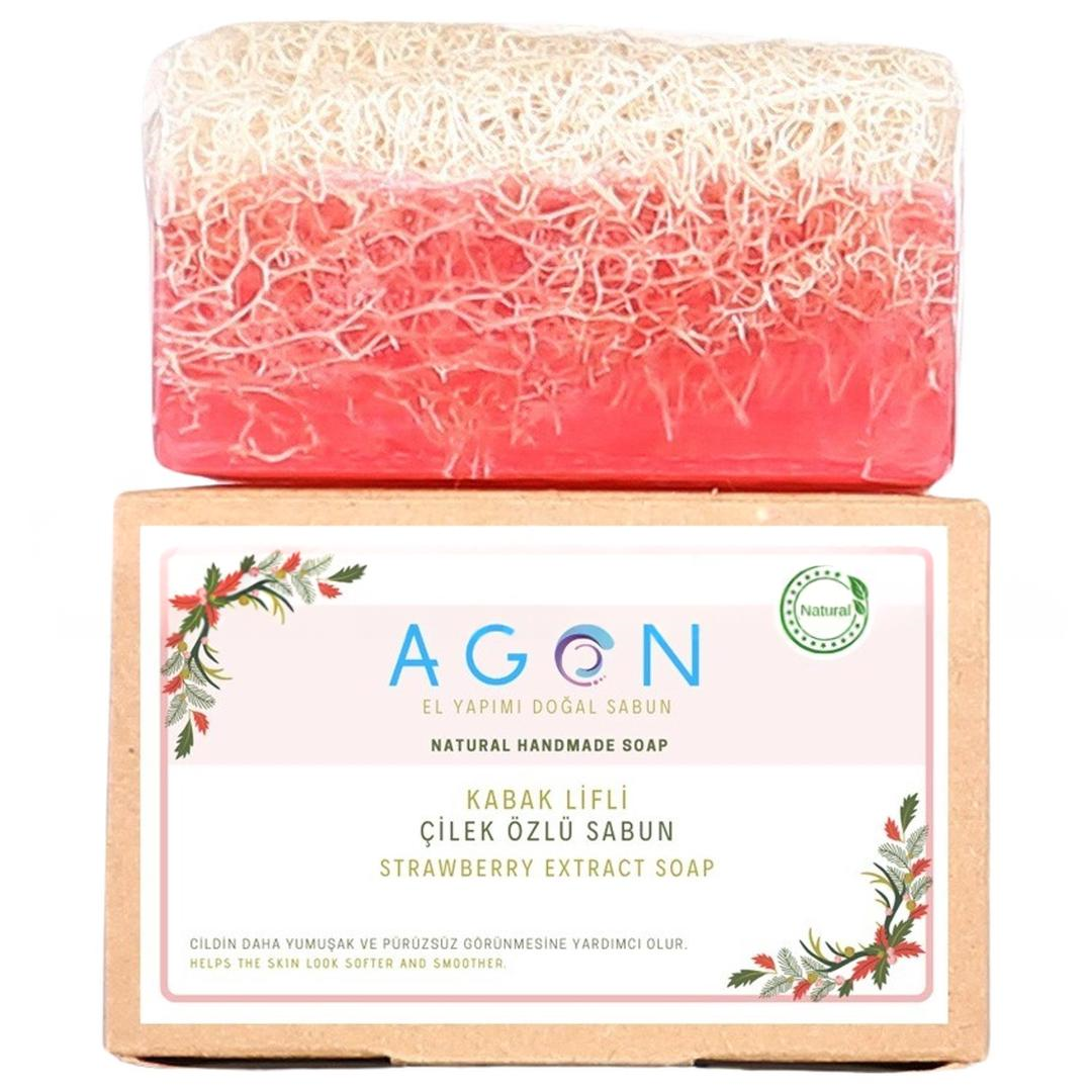 Agon El Yapımı Doğal Kabak Lifli Çilek Özlü Sabun 120 gr