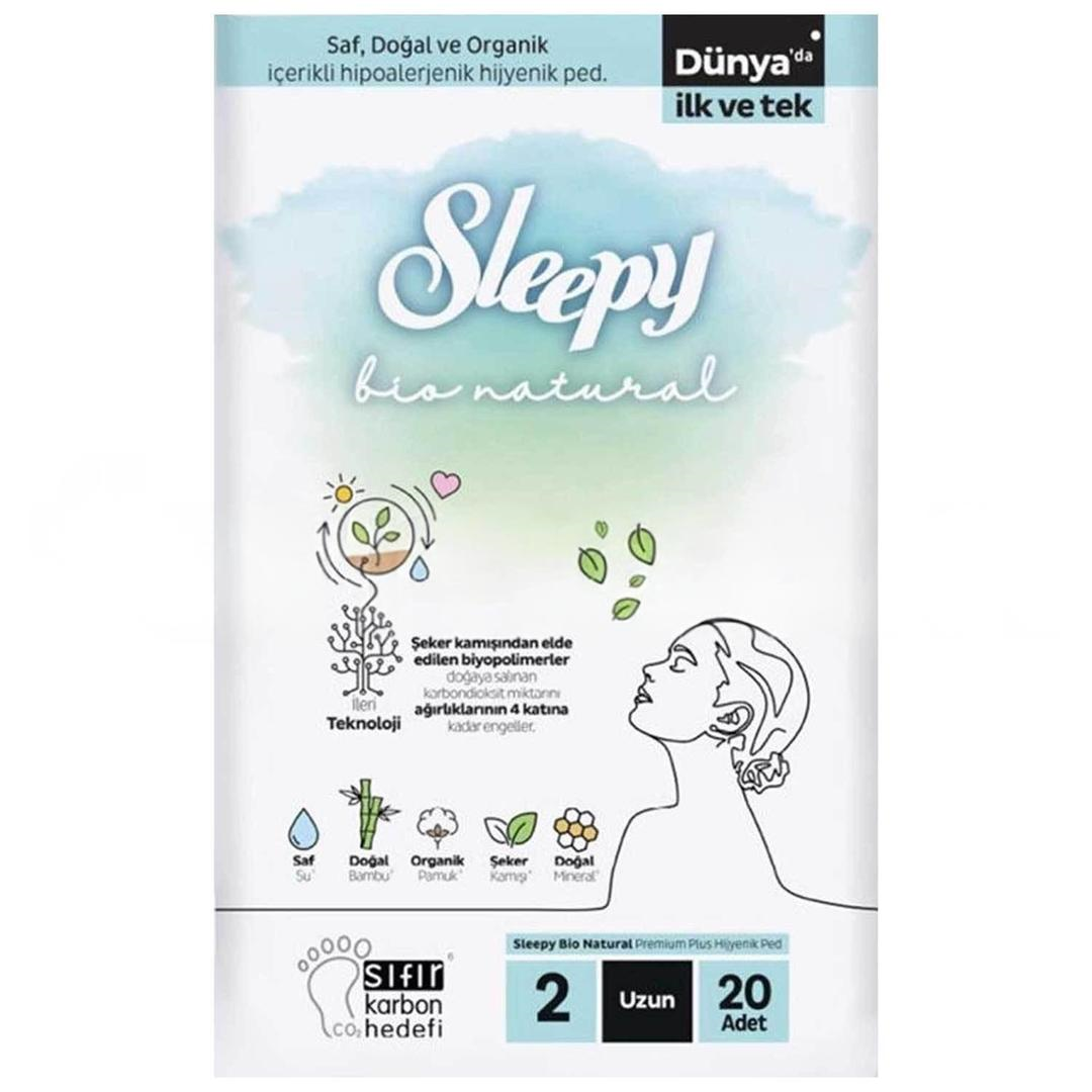 Sleepy Bio Natural Premium Plus Hijyenik Ped Uzun 20'li