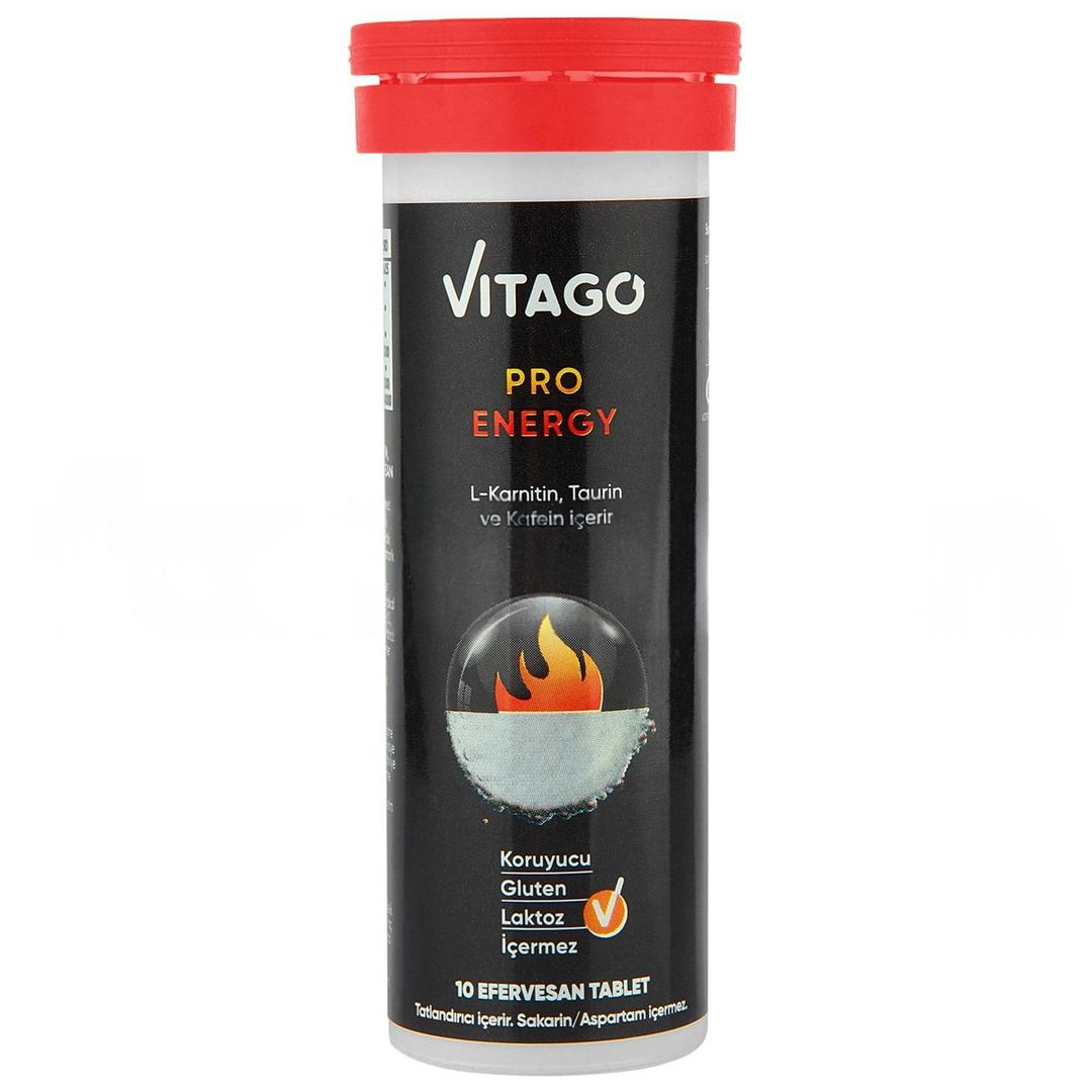 Vitago Energy L-Karnitin Kafein Taurin 10 Efervesan Tablet