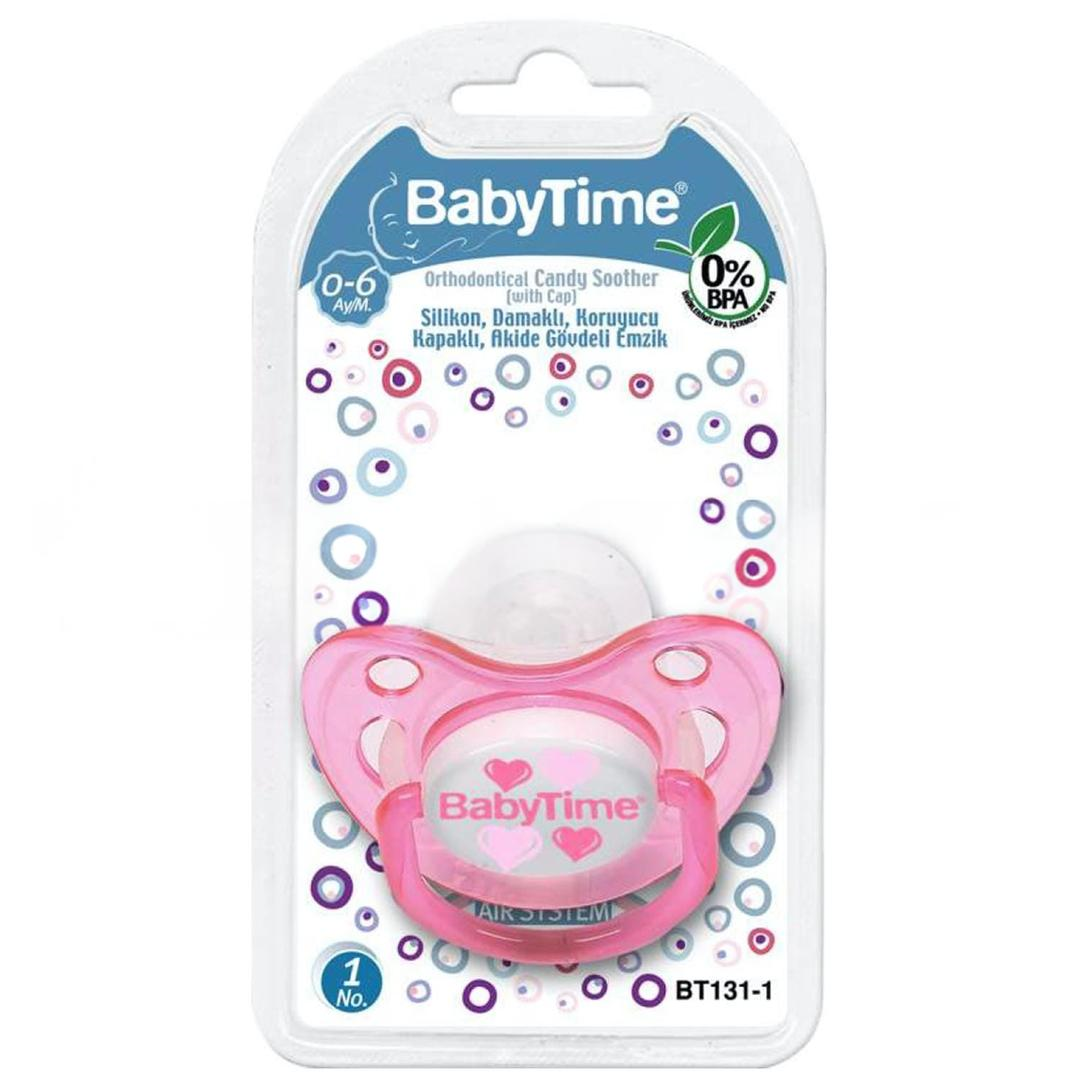 Baby Time Silikon Damaklı & Koruyucu Kapaklı Akide Gövdeli Emzik No: 3