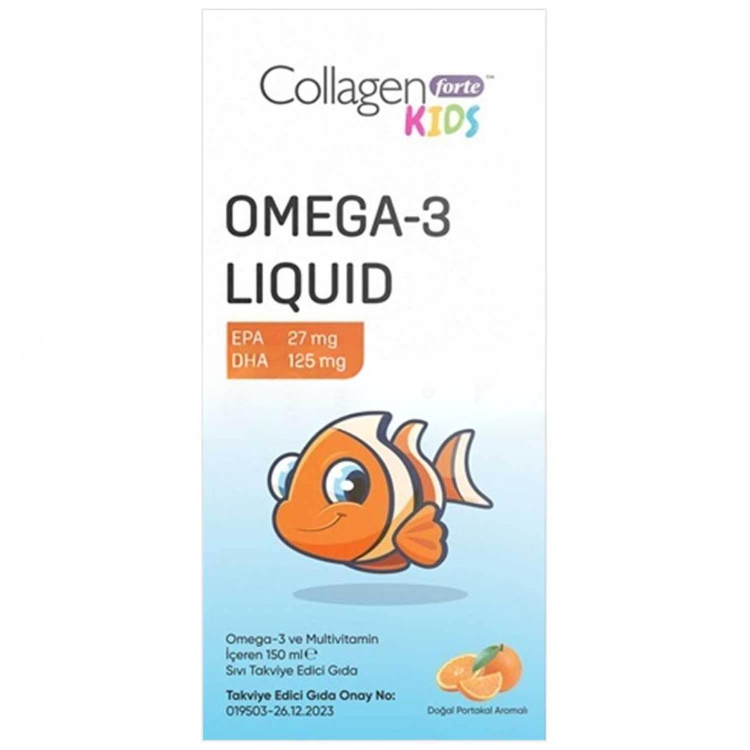 Collagen Forte Omega-3 Kids Liquid & Multivitamin Portakal Aromalı Sıvı Balık Yağı 150 ml