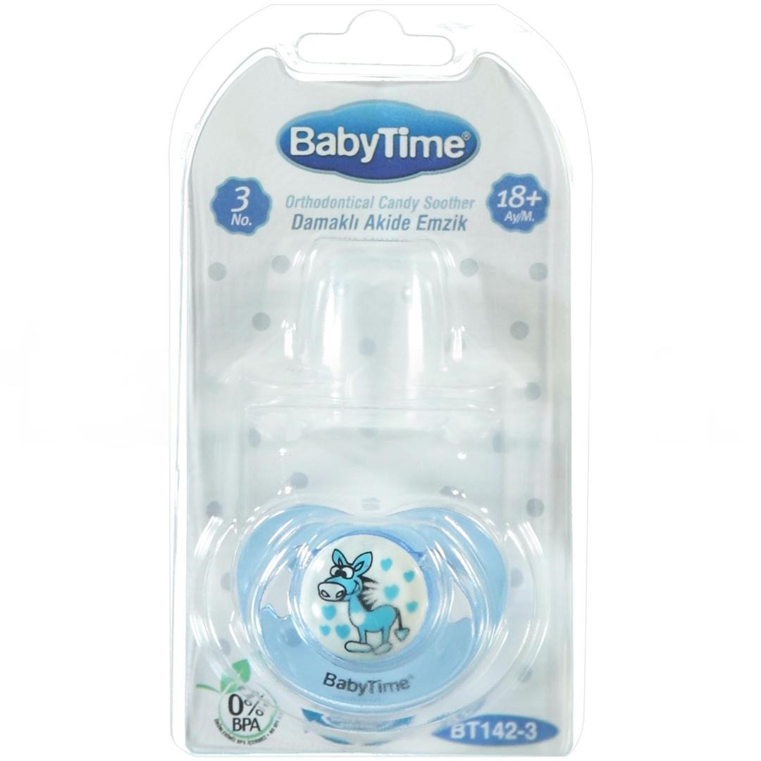 Baby Time BT142-3 Silikon Damaklı Şeffaf Gövdeli Desenli Emzik No: 3