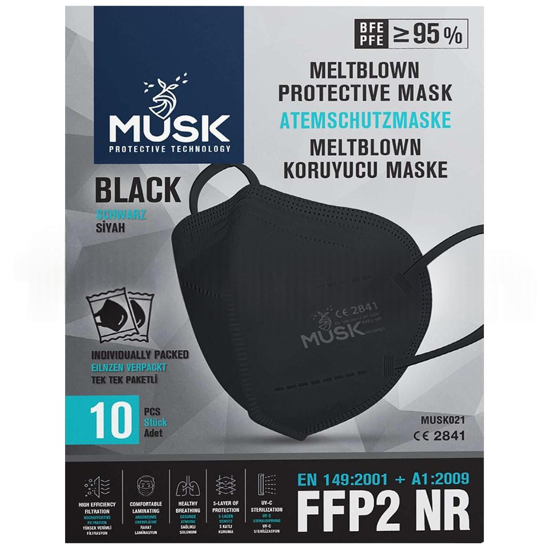 Musk Protective FFP2 NRD N95 Siyah Maske 10'lu