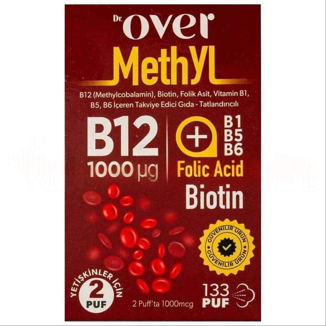 Dr. Over B12 Plus B12 Biotin Folik Asit Vitamin B1 B5 B6 İçeren Takviye Edici Gıda 20 ml