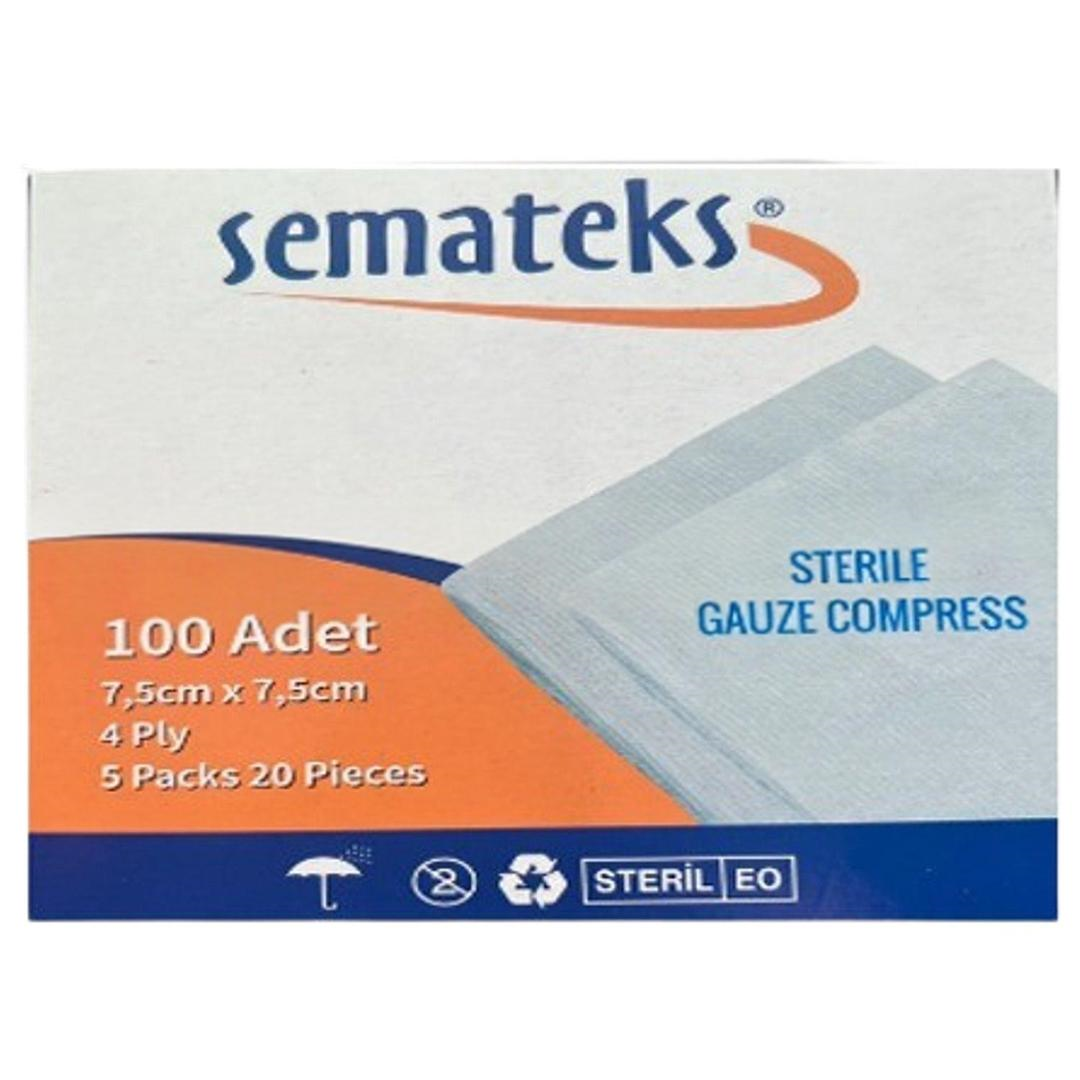 Semateks Steril Gaz Kompres 5'li Zarf 7,5 x 7,5 cm - 100 Adet