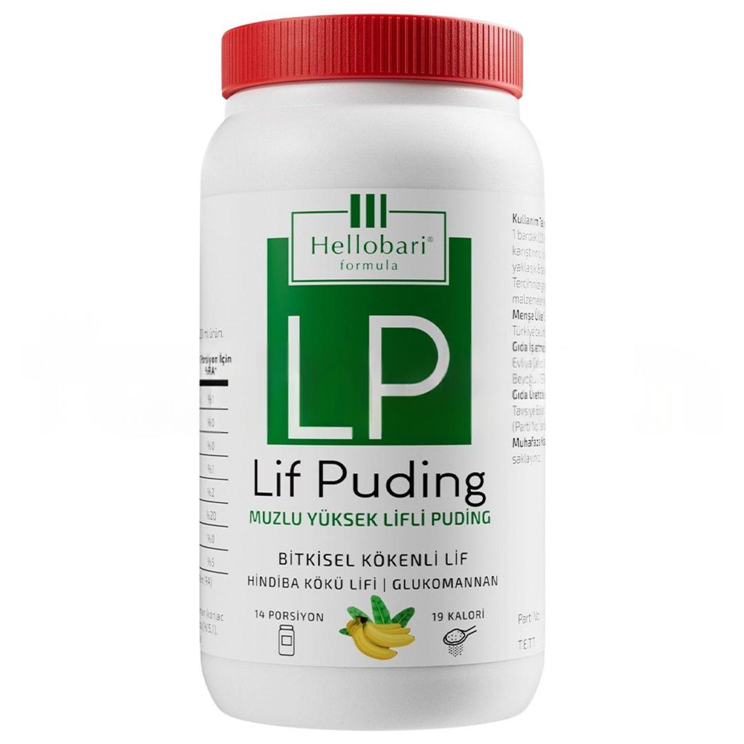 Hellobari Formula Lif Puding Doğal Lif Kaynağı Glukomannan Hindiba Kökü Lifi 14 Porsiyon Muzlu