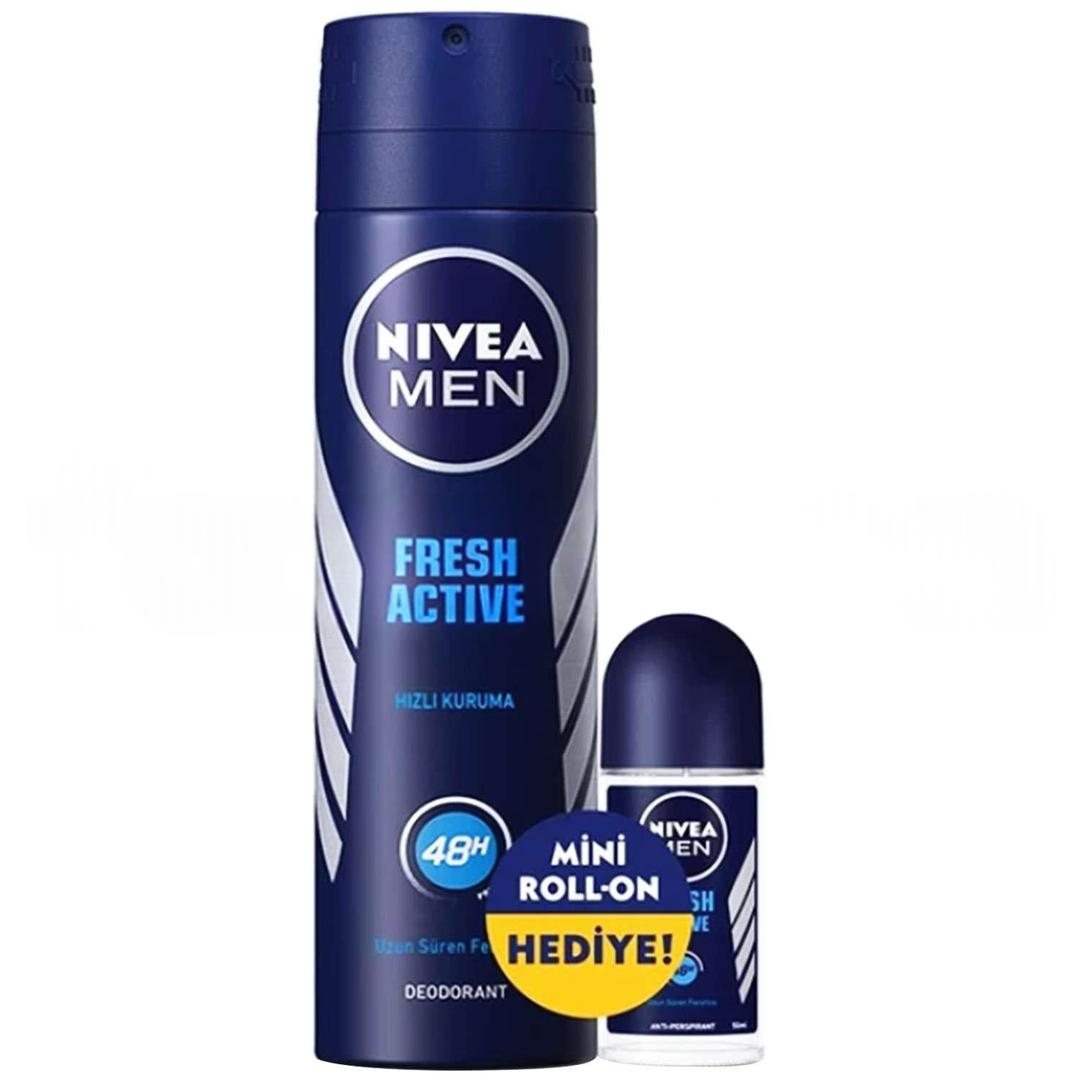 Nivea Fresh Active Erkek Sprey Deodorant 150 ml + Nivea Fresh Active Erkek Mini Roll On 25 ml