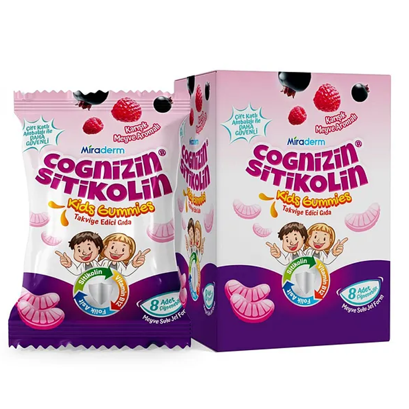 Miraderm Sitikolin Cognizin Gummies Takviye Edici Gıda 64 Jel Kapsül