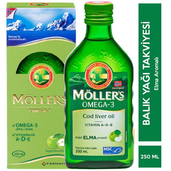 MÖLLERS 250ML ELMA AROMALI OMEGA-3 COD LIVER OIL VİTAMİN A D E