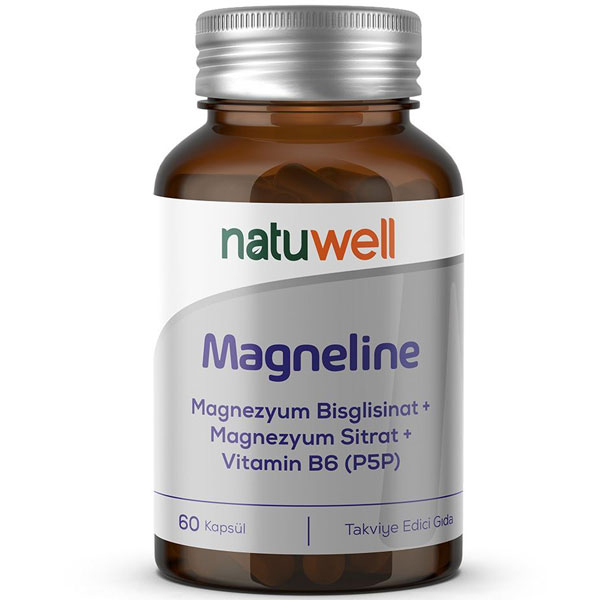 Natuwell Magneline Magnezyum Bisglisinat Magnezyum Sitrat P5p Vitamin B6 60 Kapsül