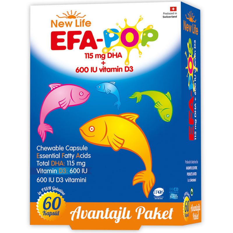 New Life EFA Pop Balık Yağı Takviye Edici Gıda 60 Çiğnenebilir Kapsül