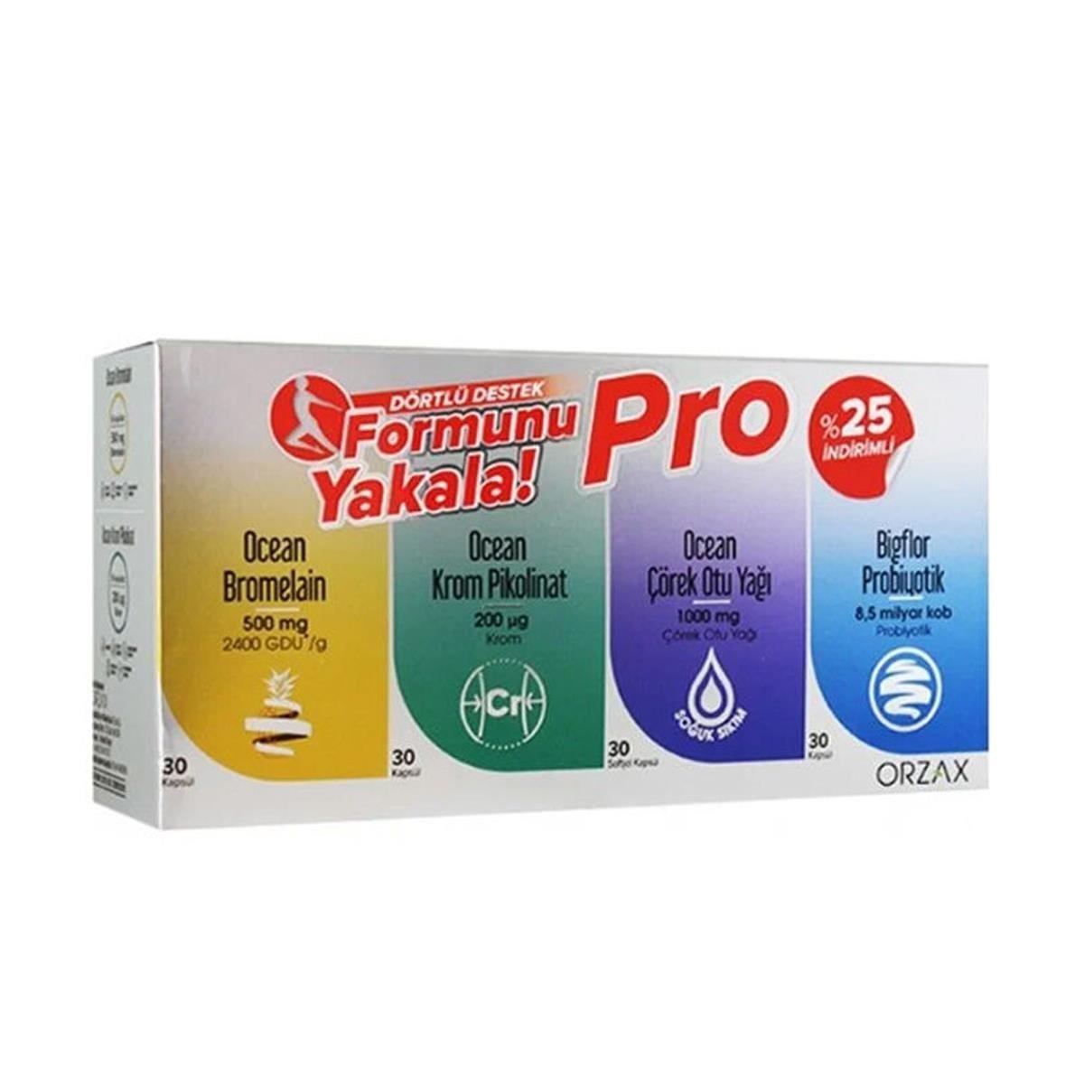 OCEAN FORMUNU YAKALA BROMELAİN 30 KAPSÜL+KROM PİKOLİNAT 90 KAPSÜL+ÇÖREK OTU YAĞI 60 SOFTJEL KAPSÜL