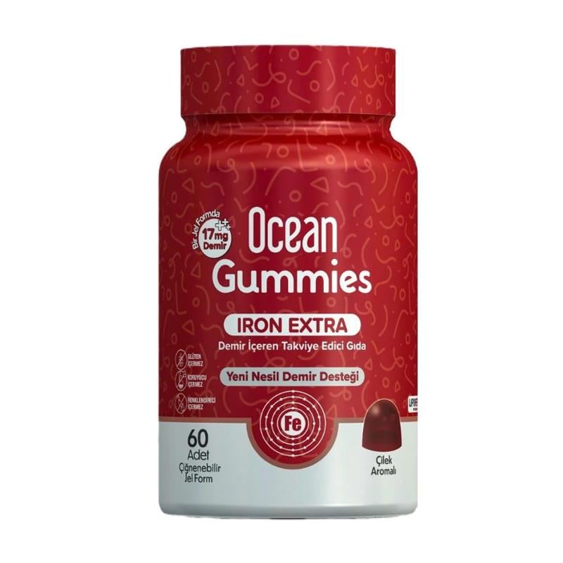 OCEAN GUMMIES IRON EXTRA 17MG DEMİR 60 ADET ÇİĞNENEBİLİR FORM