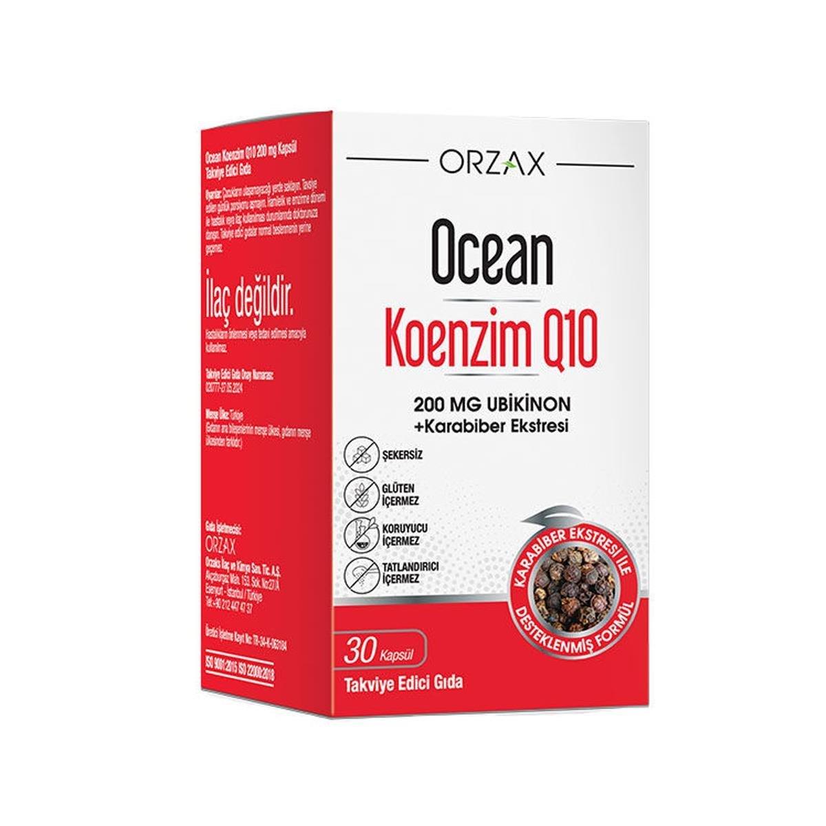 OCEAN KOENZİM Q10 200MG UBİKİNON 30 KAPSÜL KARABİBER EKSTRESİ