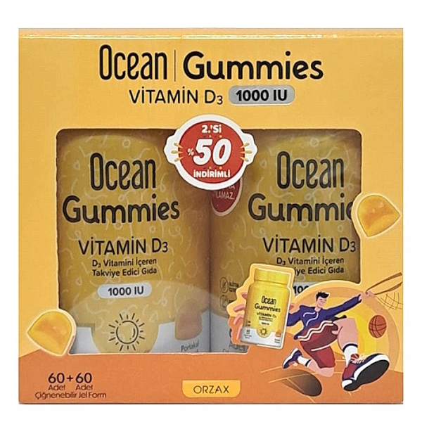 Orzax Ocean Gummies Vitamin D3 60 Çiğneme Form - 2. %50 İndirimli