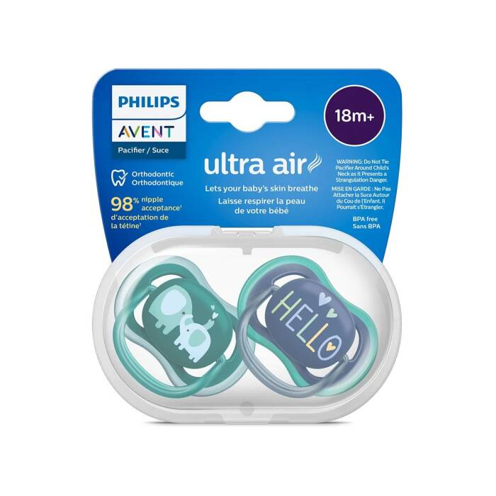 Philips Avent Ultra Air Emzik 18+ Ay 2'li (Mavi ve Yeşil Desenli)