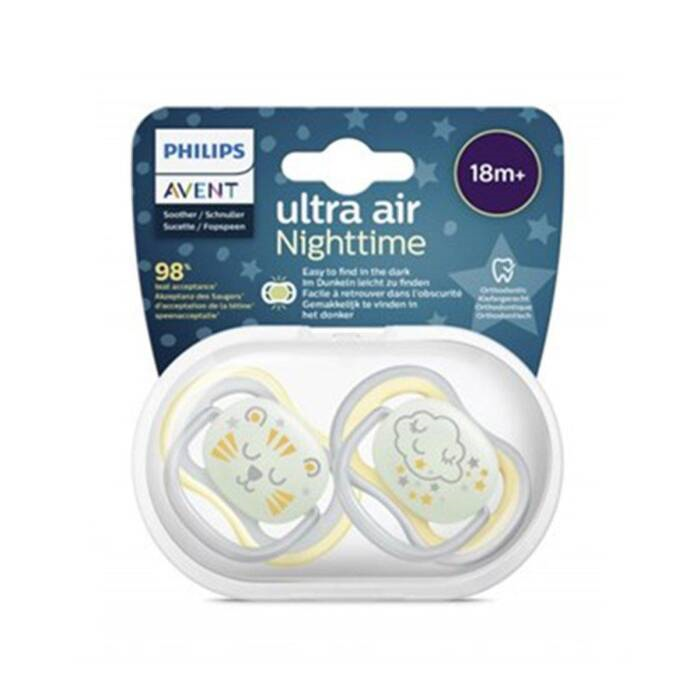 Philips Avent Ultra Air Nighttime Gece Emziği 18+Ay 2'li (Sarı)
