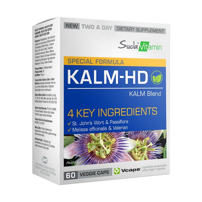 Suda Vitamin Kalm-HD Takviye Edici Gıda 60 Bitkisel Kapsül