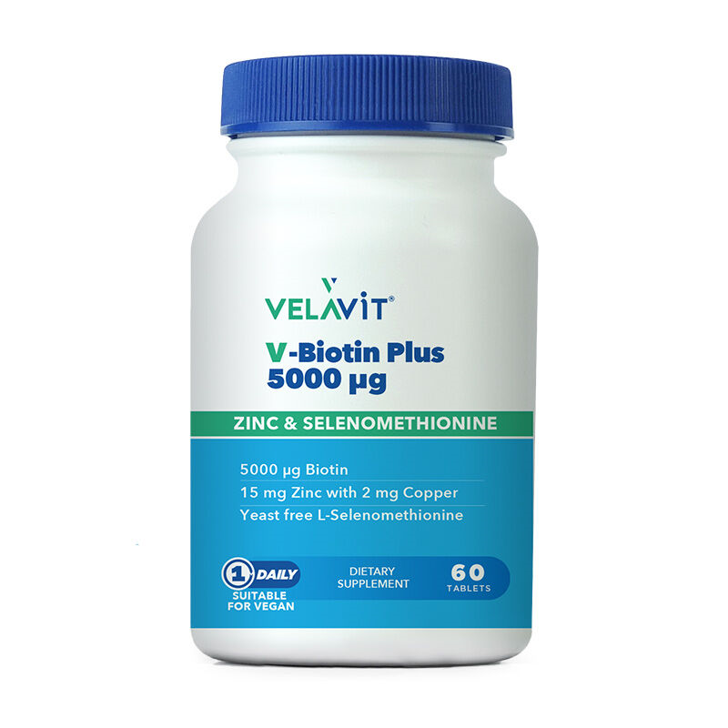 Velavit V-Biotin Plus 5000mcg Takviye Edici Gıda 60 Tablet
